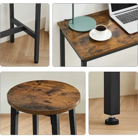 VASAGLE Ensemble De Table Et Tabourets Hauts, Table De Cuisine Avec 2 Chaises De Bar, Pour Salle à Manger, Cadre En Acier, Style Industriel, Marron Rustique Et Noir Par SONGMICS LBT219B01 - Marron Rustique Et Noir 6 VASAGLE Ensemble De Table Et Tabourets Hauts, Table De Cuisine Avec 2 Chaises De Bar, Pour Salle à Manger, Cadre En Acier, Style Industriel, Marron Rustique Et Noir Par SONGMICS LBT219B01 - Marron Rustique Et Noir – Image 4
