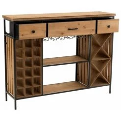 Paris Prix - Meuble De Bar 3 Tiroirs "armoire" 121cm Naturel -Table haute et bar Soldes 36892895 5