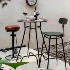 Paris Prix - Table De Bar Design Industriel "amazo" 98cm Noir -Table haute et bar Soldes 37042036 4