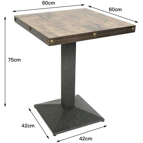 SKECTEN Table 60x60 Carrée Avec Pied Central Pour Bar Bistrots | Marron Verni En Noir 5 SKECTEN Table 60x60 Carrée Avec Pied Central Pour Bar Bistrots | Marron Verni En Noir – Image 3