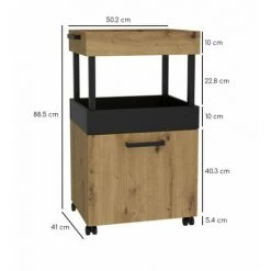 MEUBLETMOI Bar à Roulettes 1 Porte 2 Plateaux Décor Chêne Et Noir - BENJI - Bois 10 MEUBLETMOI Bar à Roulettes 1 Porte 2 Plateaux Décor Chêne Et Noir - BENJI - Bois -Table haute et bar Soldes 37222067 4