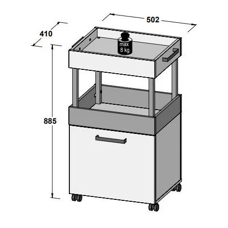 MEUBLETMOI Bar à Roulettes 1 Porte 2 Plateaux Décor Chêne Et Noir - BENJI - Bois 7 MEUBLETMOI Bar à Roulettes 1 Porte 2 Plateaux Décor Chêne Et Noir - BENJI - Bois – Image 5