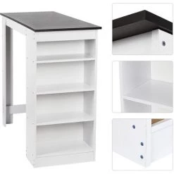 SiFree®Table Haute Et Bar 115*50*103CM BLANC/NOIR POUR2 à 4 Personnes -Table haute et bar Soldes 37287681 3