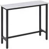HOMCOM Table De Bar - Table Haute De Cuisine - Dim. 120L X 40l X 100H Cm - Châssis Piètement Acier Noir, Plateau Aspect Marbre Blanc - Blanc -Table haute et bar Soldes 37330551 1