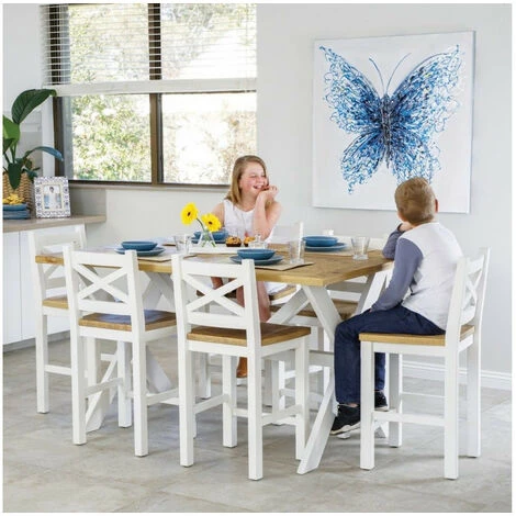 DECORATION D’AUTREFOIS Table Haute Bois Blanc Césuré 160x105x88.5cm - Blanc 7 DECORATION D’AUTREFOIS Table Haute Bois Blanc Césuré 160x105x88.5cm - Blanc – Image 5