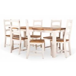 DéCORATION D'AUTREFOIS Table Haute Bois Blanc 180x90x81cm - Blanc -Table haute et bar Soldes 37392619 4