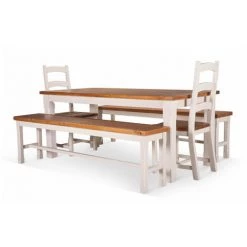 DéCORATION D'AUTREFOIS Table Haute Bois Blanc 180x90x81cm - Blanc -Table haute et bar Soldes 37392619 5