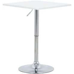 WOLTU Table De Bar En MDF Avec Pied. Table Carrée. Hauteur Réglable. 60 X 60cm. Blanc