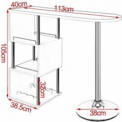 WOLTU 1 X Table De Bar-bistrot En MDF Et Métal. Table De Cuisine Avec 3 Tablettes Et Porte-bouteilles. 113x40x105cm.Noir -Table haute et bar Soldes 38233412 3