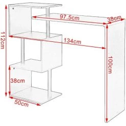 WOLTU Table De Bar Rotatif En MDF Et Métal. Table De Cuisine Avec 3 Tablettes. 134x38x112cm. Blanc -Table haute et bar Soldes 38233460 4