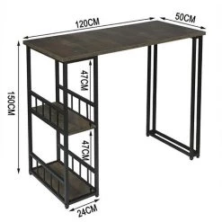 WOLTU Table De Bar Avec 2 Tablettes. Table De Bistrot En Métal Et MDF. 120x50x105cm. Noir+Rouille -Table haute et bar Soldes 38233701 3