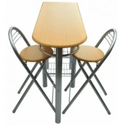 HAPPYSHOPPING Ensemble De Table Et De Chaises De Bar / Cuisine Bois -Table haute et bar Soldes 39452968 4