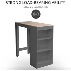 IKAYAA Table De Bar Hauteur Comptoir En Bois Table A Manger Ensemble Table De Comptoir Avec 3 Etageres De Rangement Cadre En Metal Pour Bar De Cuisine, Kaki - Kaki 11 IKAYAA Table De Bar Hauteur Comptoir En Bois Table A Manger Ensemble Table De Comptoir Avec 3 Etageres De Rangement Cadre En Metal Pour Bar De Cuisine, Kaki - Kaki -Table haute et bar Soldes 39618095 5