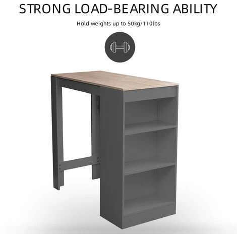 IKAYAA Table De Bar Hauteur Comptoir En Bois Table A Manger Ensemble Table De Comptoir Avec 3 Etageres De Rangement Cadre En Metal Pour Bar De Cuisine, Kaki - Kaki 7 IKAYAA Table De Bar Hauteur Comptoir En Bois Table A Manger Ensemble Table De Comptoir Avec 3 Etageres De Rangement Cadre En Metal Pour Bar De Cuisine, Kaki - Kaki – Image 5