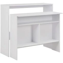 HAPPYSHOPPING Table De Bar Avec 2 Dessus De Table Blanc 130 X 40 X 120 Cm