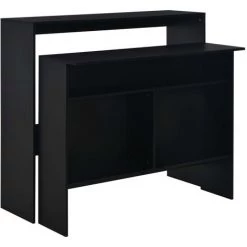 HAPPYSHOPPING Table De Bar Avec 2 Dessus De Table Noir 130 X 40 X 120 Cm
