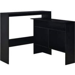 HAPPYSHOPPING Table De Bar Avec 2 Dessus De Table Noir 130 X 40 X 120 Cm -Table haute et bar Soldes 39709616 3