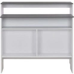 HAPPYSHOPPING Table De Bar Avec 2 Dessus De Table Blanc Et Gris 130x40x120 Cm -Table haute et bar Soldes 39709628 5