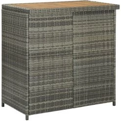 ASUPERMALL Ensemble De Bar 3 Pcs Resine Tressee Gris -Table haute et bar Soldes 39744269 5