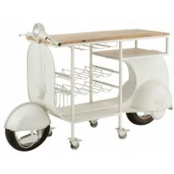 Paris Prix - Table De Bar & Range-bouteilles "scooter" 180cm Blanc