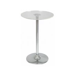 M-S Table De Bar 60 Cm Avec Plateau En Verre Et Pied Acier