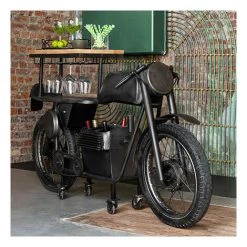 M-S Bar Piètement Motocycle 200x43x100 Cm En Bois Et Métal - ROAD