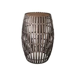 M-S Tonneau De Bar Ajouré 52x100 Cm En Zinc Et Sapin