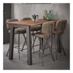 M-S Table De Bar 147 Cm En Acacia Massif Et Métal - GRANY