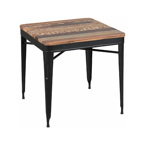 M-S Table Carrée 77 Cm En Bois Recyclé Marron Et Acier Noir 3 M-S Table Carrée 77 Cm En Bois Recyclé Marron Et Acier Noir