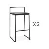 M-S Lot De 2 Tabourets De Bar H65 Cm En PU Et Métal Noir