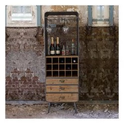 DUTCHBONE Buffet Bar 56x38x170 Cm En Sapin Naturel Et Noir