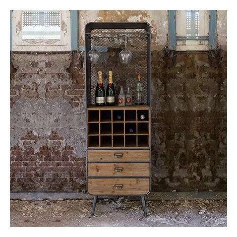 DUTCHBONE Buffet Bar 56x38x170 Cm En Sapin Naturel Et Noir 3 DUTCHBONE Buffet Bar 56x38x170 Cm En Sapin Naturel Et Noir