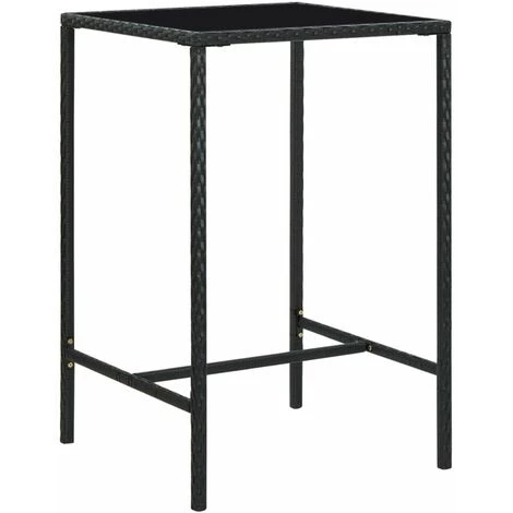 HAPPYSHOPPING Table De Bar De Jardin Noir 70x70x110cm Resine Tressee Et Verre 3 HAPPYSHOPPING Table De Bar De Jardin Noir 70x70x110cm Resine Tressee Et Verre