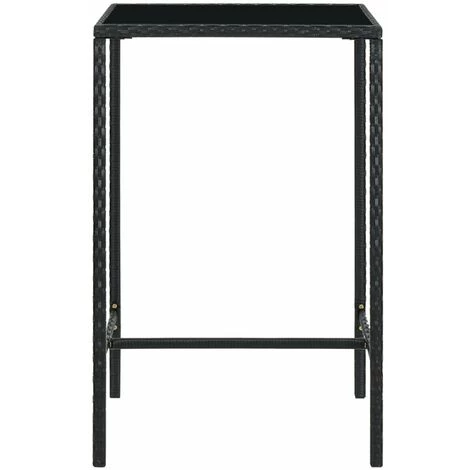 HAPPYSHOPPING Table De Bar De Jardin Noir 70x70x110cm Resine Tressee Et Verre 4 HAPPYSHOPPING Table De Bar De Jardin Noir 70x70x110cm Resine Tressee Et Verre – Image 2