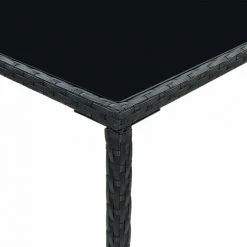 HAPPYSHOPPING Table De Bar De Jardin Noir 70x70x110cm Resine Tressee Et Verre 11 HAPPYSHOPPING Table De Bar De Jardin Noir 70x70x110cm Resine Tressee Et Verre -Table haute et bar Soldes 40267341 5