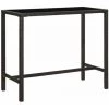 HAPPYSHOPPING Table De Bar De Jardin Marron 130x60x110cm Resine Tressee Verre