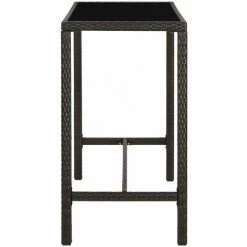 HAPPYSHOPPING Table De Bar De Jardin Marron 130x60x110cm Resine Tressee Verre -Table haute et bar Soldes 40267357 3