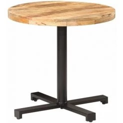 HAPPYSHOPPING Table De Bistro Ronde Ø80x75 Cm Bois De Manguier Brut