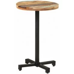 HAPPYSHOPPING Table De Bistro Ronde Ø50x75 Cm Bois De Recuperation Massif