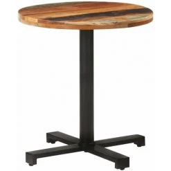 HAPPYSHOPPING Table De Bistro Ronde Ø70x75 Cm Bois De Recuperation Massif