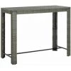 HAPPYSHOPPING Table De Bar De Jardin Gris 140,5x60,5x110,5 Cm Resine Tressee -Table haute et bar Soldes 40278415 1