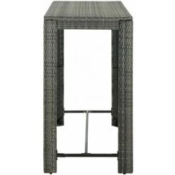 HAPPYSHOPPING Table De Bar De Jardin Gris 140,5x60,5x110,5 Cm Resine Tressee -Table haute et bar Soldes 40278415 3