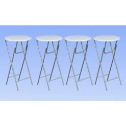 HAPPYSHOPPING Table De Bar 4 Pcs Avec Dessus De Table En MDF Blanc -Table haute et bar Soldes 40282462 4