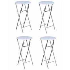 HAPPYSHOPPING Table De Bar 4 Pcs Avec Dessus De Table En MDF Blanc -Table haute et bar Soldes 40282462 5