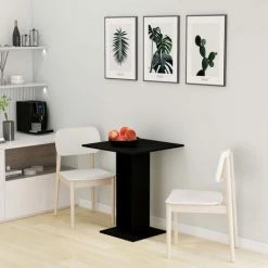 HAPPYSHOPPING Table De Bistro Noir 60x60x75 Cm Agglomere