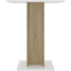 HAPPYSHOPPING Table De Bistro Blanc Et Chene Sonoma 60x60x75 Cm Agglomere -Table haute et bar Soldes 40285454 4
