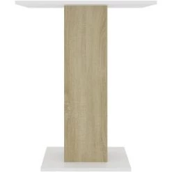 HAPPYSHOPPING Table De Bistro Blanc Et Chene Sonoma 60x60x75 Cm Agglomere -Table haute et bar Soldes 40285454 5