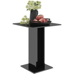 HAPPYSHOPPING Table De Bistro Noir Brillant 60x60x75 Cm Agglomere -Table haute et bar Soldes 40285475 3