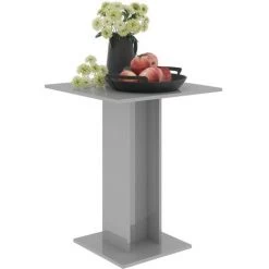 HAPPYSHOPPING Table De Bistro Gris Brillant 60x60x75 Cm Agglomere -Table haute et bar Soldes 40285498 3