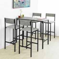 Set De 1 Table + 4 Chaises Ensemble Table De Bar, SoBuy® OGT14-HG 11 Set De 1 Table + 4 Chaises Ensemble Table De Bar, SoBuy® OGT14-HG -Table haute et bar Soldes 40468717 5